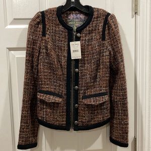 NWT Free People Puff Sleeve Tweed Jacket Size 4